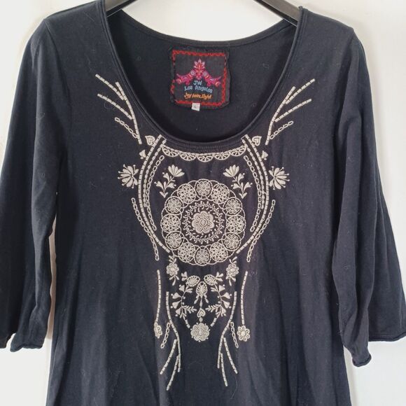 Johnny Was JWLA Dress Large Embroidered Stretch Boho Hippie Vntg Dreamcatcher - Picture 2 of 6
